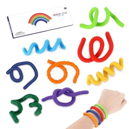 Set di 8 bastoncini antistress sensoriali, giocattoli antistress in silicone, adatti per ADHD, giocattoli antistress per l'autismo, giochi per bambini con adhd