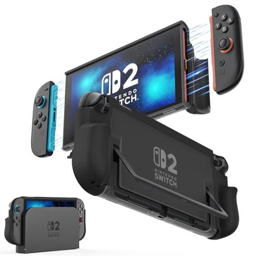 MoKo Custodia Protettiva per Nintendo Switch 2 (2025) – Dockable Cover con Joy-Con a Sgancio Rapido, Telaio in TPU e Schienale in PC, Resistente a Graffi e Urti, Nero