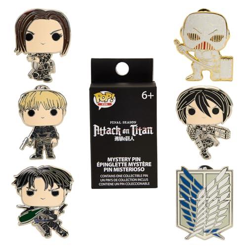 Loungefly Pop! 6 Pieces BLIND PIN SET: AOT CHARACTERS - Eren Jaeger - Attack On Titan - Blind Box Spille Smaltate - Spilla da Collezione Carina - per gli Zaini & Borse - Idea Regalo - Anime Fans