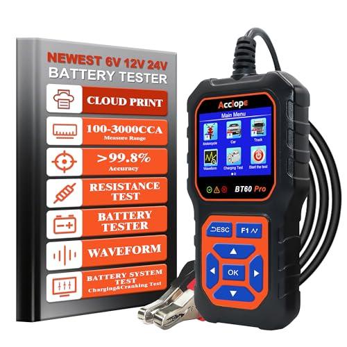 BT60 Pro Tester per Batterie Auto 100-3000 CCA con Stampa Cloud 6V 12V 24V AGM Litio Gel Analizzatore Digitale Alternatore Automobilistico Sistema di Avviamento e Carica per Auto Moto Camion Furgoni