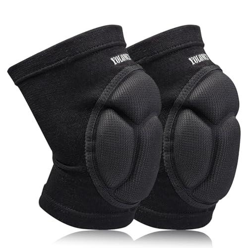 Viexpand 1 Paio Ginocchiere di protezione, Spugna Spessa Ginocchio Protezione,Anti-collisione Regolabili Ginocchio, per Pallavolo, Danza,Snowboard,Alta Elasticità,Traspirante e Confortevole, Nero,M