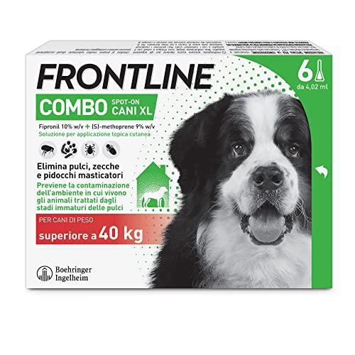 FRONTLINE Combo, 3+3 Pipette, Cane Taglia XL (> 40 kg), Antiparassitario per Cani e Cuccioli di Lunga Durata, Protegge il Cane e Anche la Casa da Pulci, Zecche, Uova e Larve, Antipulci 6 Pipette