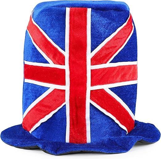 Toyland® Cappello a cilindro in velluto Union Jack da 30 cm - Accessori per travestimenti britannici - Queens Platinum Jubilee