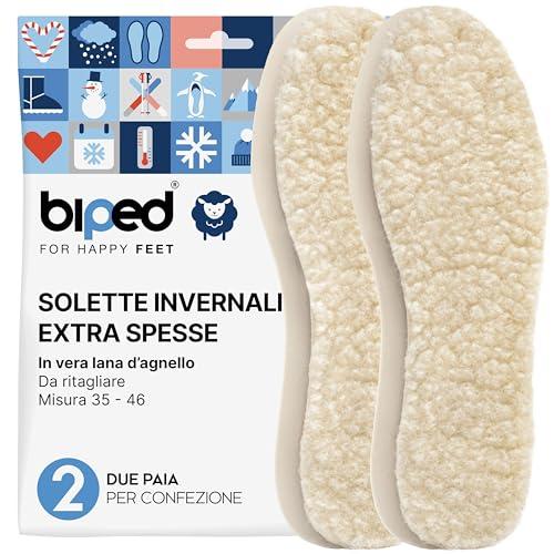 biped 2 paia di solette in lana d'agnello - Solette extra spesse in vera lana d'agnello - Solette riscaldanti per uomo e donna z1015(38)
