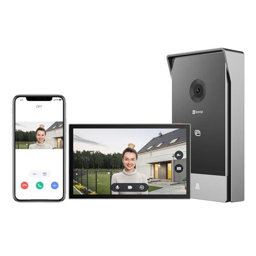 EZVIZ Videocitofono Collegato allo Smartphone, 7 Pollici Touch Monitor, Visione Notturna, Unlock Remote, 2K, Rilevamento Umano, Opzione RFID, Impermeabile CP7