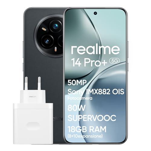 realme 14 Pro+ 5G Smartphone, 8+256GB, Fotocamera Sony IMX896 OIS 50MP, Snapdragon® 7s Gen 3, Display Quad-Curve Senza Cornici, Batteria 5260mAh, Ricarica Rapida 80W SUPERVOOC, Grey
