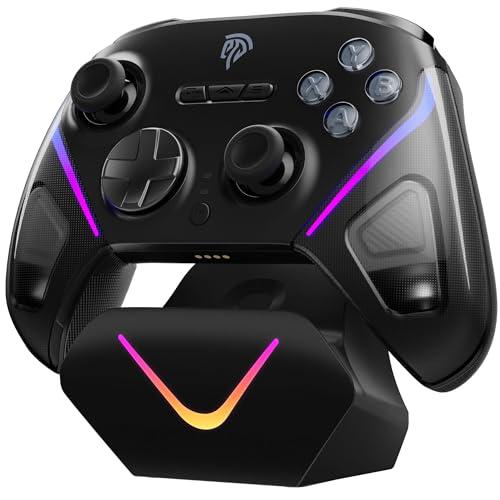 EasySMX D10 Controller PC Wireless – Joystick TMR, Grilletti Dual-Mode, Tasti Meccanici, Polling 1000Hz, RGB – Bluetooth Gaming Controller per PC/Switch/Switch 2/ iOS con Dock di Ricarica–Nero