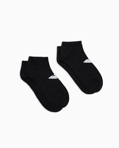 EMPORIO ARMANI 2-Pack Sneaker Socks Calzini, Nero/Nero, Taglia Unica Uomo