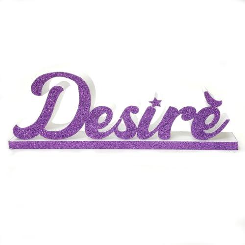 NOME SCRITTA PAROLA in polistirolo personalizzabile elegante colorato con glitter Lilla e possibilità di scegliere tra una vasta gamma di colori in fase di personalizzazione