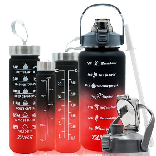 WATMHHJQ Set di 4 borracce motivazionali per palestra, campeggio, pesca, picnic