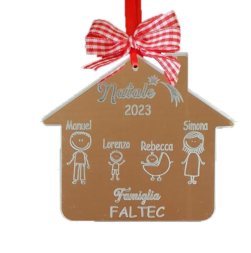 Pallina di Natale personalizzata casetta famiglia per albero natalizio- componenti della famiglia - decorazione di natale - addobbo - il primo Natale insieme - IDEA REGALO PERSONALIZZATA