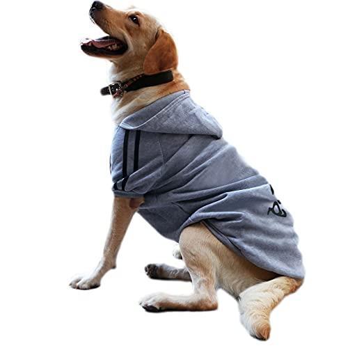 Eastlion Felpa Cane Grande Vestiti Cappotto Caldo Felpe con Cappuccio Maglione per Cucciolo di Cane Piccolo in Cotone Costumi Abbigliamento per Animali Domestici,Grigio 3XL