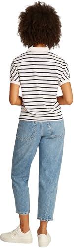 Tommy Hilfiger Donna Maglietta Polo Maniche Corte Lyocell Relaxed Senza Bottoni, Multicolore (Calico/Dark Night Navy STP), M