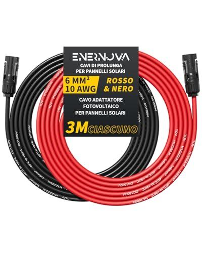enernova Cavo solare 4 mm²/6 mm², prolunga cavo solare 1/2/3/5/8/10/12/15/18/20 m, Multi-Contact 4, IP67 impermeabile, cavo di prolunga (6 mm² 3 m)
