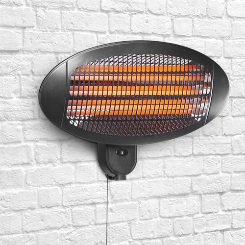 BAKAJI Stufa a Parete da Esterno e Interno 2000W con 3 Elementi Riscaldanti Basso Consumo Energetico per Patio Gazebo Bar Ristoranti Lampada Infrarossi Quarzo