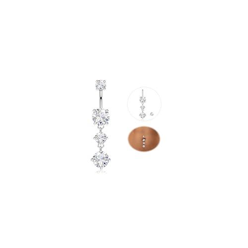 YADOCA 14G Piercing Ombelico Titanio Argento/Oro CZ Cuore Farfalla Lacrima Pendenti Ombelico Piercing Gioielli