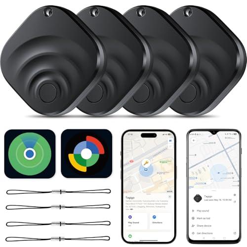 4 Pack Dual System Air Tracker Tag per iOS e Android Localizzatore Bluetooth Smart Tags compatibile con Apple Find My (iOS) e Google Find Hub (Android) per chiavi, bagagli, portafogli, veicoli