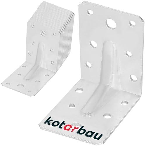 KOTARBAU® 12 Pezzi Staffa Angolare - Acciaio Zincato - 75 x 75 x 55 mm - Argento - Staffe Angolari per Legno - Squadretta Angolare 90 Gradi - Resistente alla Corrosione