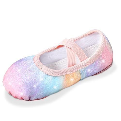 Comfyouth Scarpe da Balletto da Bambina, con Brillantini, Suola Divisa, Scarpe da Balletto, Senza Cravatta, per Ginnastica, Danza Pratica