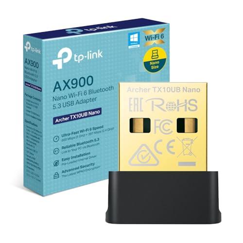 TP-Link AX900 WiFi 6 WiFi USB, Bluetooth 5.3, Chiavetta WiFi per PC Fisso, Dual Band 5GHz 600Mbps + 2.4 GHz 286 Mbps, Supporta Windows 11/10, Design Nano, MU-MIMO, OFDMA, WPA3, Archer TX10UB Nano
