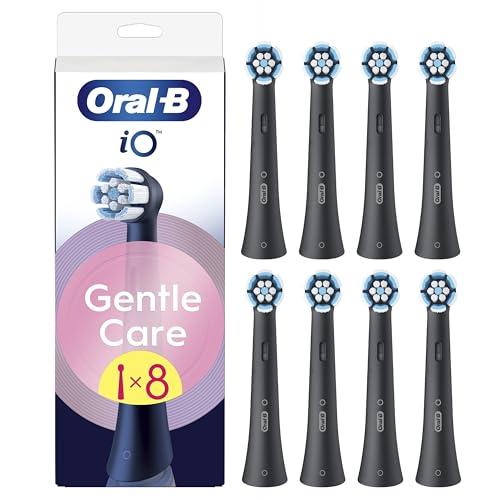 Oral-B Testine di Ricambio iO Gentle Care Nere per Spazzolino Elettrico Oral B, 8 Testine Rotonde Autentiche per Gengive Sensibili, Setole angolate per rimuovere la placca