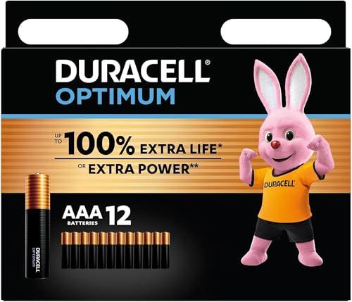 12X Duracell AAA Optimum (1 Blister Da 12 Batterie) 12 Pile (MX2400/MINI STILO/MICRO)