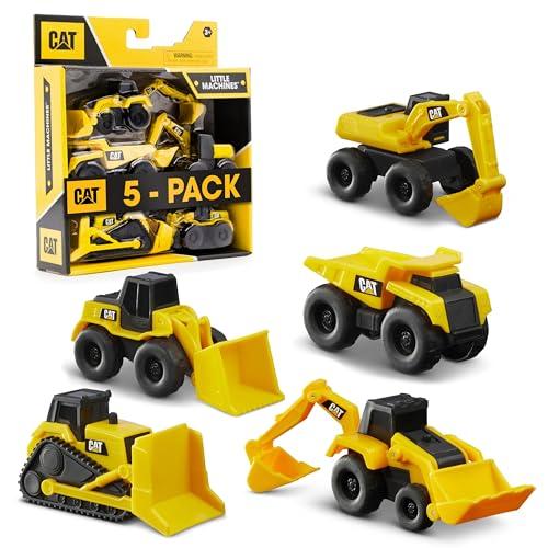 CatToysOfficial, 5 Mezzi da Cantiere CAT Little Machines per Bambini - Camion Ribaltabile, Pala, Bulldozer, Terna, Escavatore | Giochi per 3 Anni+