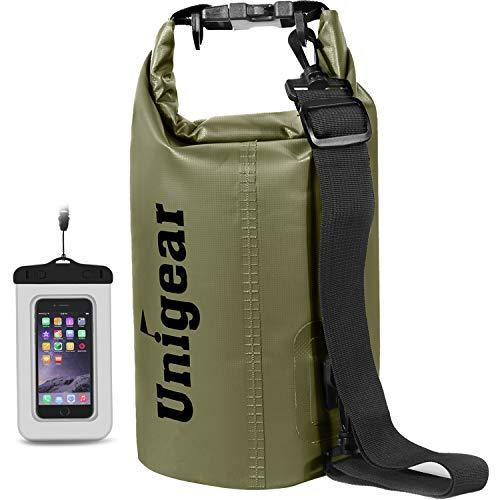 Unigear Borsa impermeabile per escursionismo, kayak, pesca, rafting, campeggio, sci, compresa custodia per telefono impermeabile