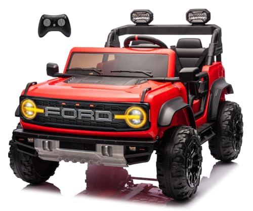 Ford Bronco Raptor 24V Maxi Fuoristrada 2 Posti Auto Macchina Elettrica per Bambini Telecomando Luci a Led Bluetooth Ammortizzatori Carico Massimo 60 Kg Rosso