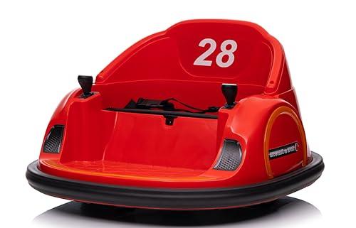 Autoscontro Elettrico 12V per Bambini Giostrina Bumper Car girevole 360 con Telecomando Cintura di Sicurezza Luci a Led Rosso