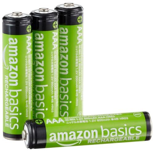 Amazon Basics Confezione da 4 batterie AAA NiMH Performance ricaricabili, 800 mAh, 1,2 V, ricaricabili fino a 1000 volte, precaricate