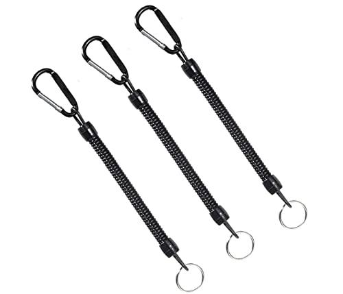 YiXuTag Portachiavi Spirale, 3 Pezzi Portachiavi a Molla Spirale con Moschettone, Portachiavi Estensibile, Cordini da Pesca, Cordino di Sicurezza per Canottaggio, Kayak, Campeggio e Caccia