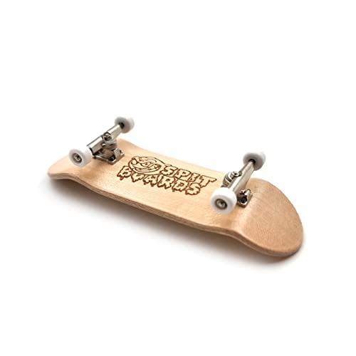 SPITBOARDS Tastiera completa da 32 mm in vero legno (pre-assemblato, 5 strati), camion con dadi, ruote con cuscinetti, nastro in schiuma, (tavola: legno d'acero, trucks: argento, ruote: bianco)