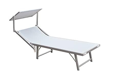 Linea Garden Friend Lettino Mare Ibiza in Textilene 580 Gr/M² Colore Bianco, 183 x 61 x 38 cm