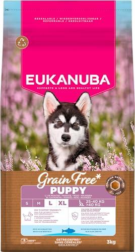 Eukanuba Mangime per cuccioli senza cereali con pesce per razze di taglia grande, mangime secco premium senza cereali per cani giovani, 3 kg
