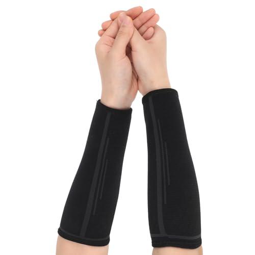 Ptwola 2 Manicotti a compressione per pallavolo, baseball, calcio, basket, sport, allenamento, protezione braccia, bambini, adulti, S (40-55 kg), Nero