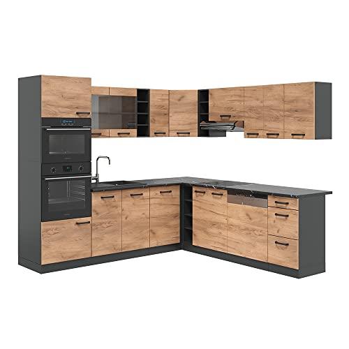 Vicco Cucina angolare completa R-Line Rovere dorato/Antracite 247x237 cm