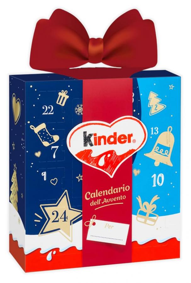 Calendario dell'Avvento 2025 Fiocco Rosso Scatola con 24 Cioccolatini e Snack Assortiti tra Schokobons, Cereali, Mini Eggs Nocciola e Latte, Bueno e Love Mini per kinder 214g (2025)