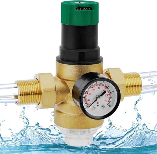 Riduttore di Pressione Acqua 3/4 DN20 Con Regolabile Manometro Acqua E Filtro A Rete, Riduttore Pressione Acqua In Ottone Filtro a Maglia, per Negozi, Aree Esterne, Fabbriche, Famiglia