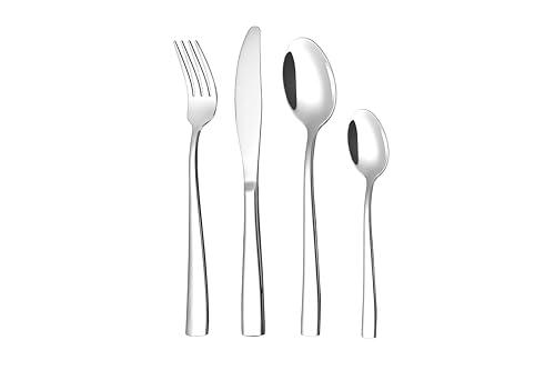 Otto Koning - Leipzig - Set di posate 24 pezzi, in acciaio inox - lucidato a specchio, spessore 3mm. Un set di posate per 6 persone dal design moderno e semplice