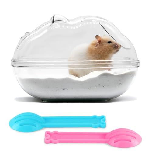 RZMZBY Criceto Sabbia Bagno,Bagno del Criceto con Due cucchiai,Bagno Trasparente per criceti,per criceti, gerbilli e Piccoli Animali