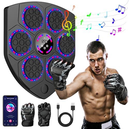 Music Boxing Machine, 2025 Nuovo Macchina da Boxe Musicale con Guanti, 9 Velocità e Modalità di Allenamento, Conteggio Intelligente, Modalità Bluetooth, Boxe Elettronico da Parete per Adulti e Bambini