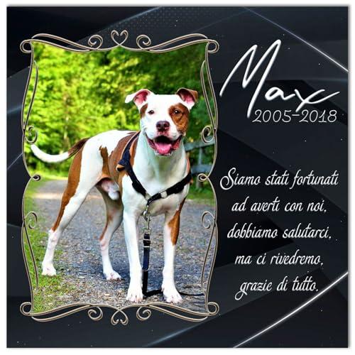 Mattonella commemorativa in ceramica per cani, gatti e animali domestici - Max - personalizzabile (20x20 cm)
