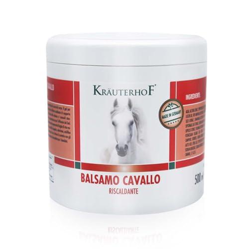 HW CASE Kräuterhof Balsamo per cavalli riscaldante, extra forte, gel massaggiante - Rimedio naturale per il sollievo muscolare (1x500ML)