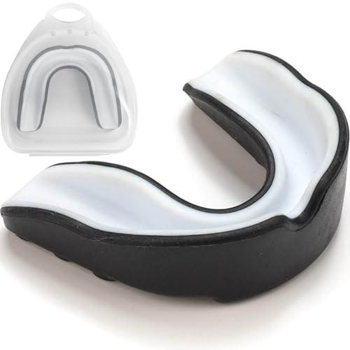 Paradenti Boxe, Silicone Modellabile Comodo Nero per Uomo, Donna, Paradenti Protettivo Rugby, Boxe, Muay Thai, Football Americano, UFC