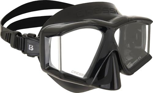 Cressi Horizon Mask Black/Black - Maschera Unisex per Immersioni e Snorkeling Dotata di 4 Vetri Temperati Separati per Una Visione Panoramica Senza Interruzioni, Nero/Nero