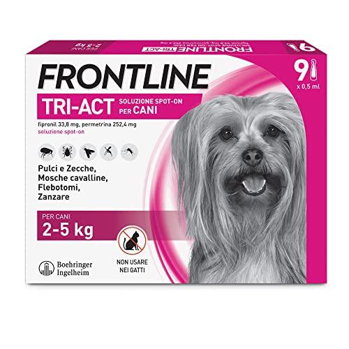 FRONTLINE Triact, 9 Pipette, Cane XS (2-5 kg), Antiparassitario per Cani e Cuccioli di Lunga Durata, Protegge il Cane da Pulci, Zecche, Zanzare, Pappataci e Leishmaniosi, Antipulci 9 Pipette