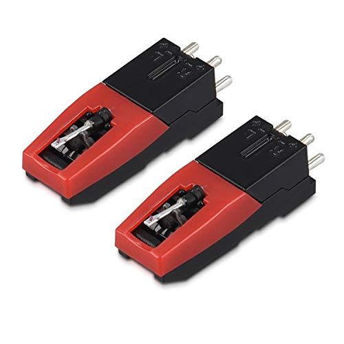 Navaris 2x Testine per Giradischi con 2x Puntine - Puntina in Zaffiro e Ago in Acciaio - Compatibile con Lettori Dischi Vinili 33 45 78 Giri