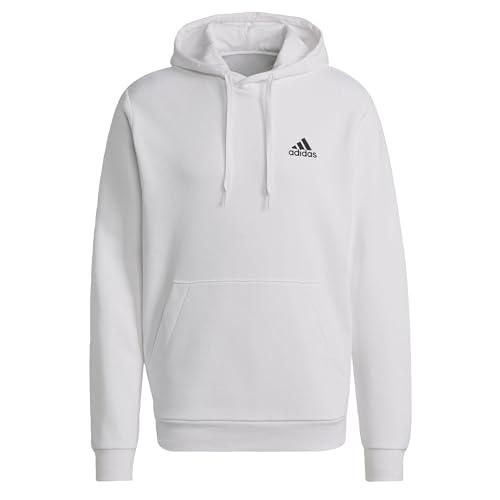 adidas Essentials Fleece Hoodie Felpa con cappuccio, White/Black, S Uomo