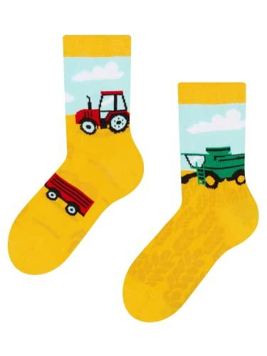 Dedoles Calzini Unisex Donna Uomo & Bambini Calze Cotone con tanti Design divertenti sinistra destra diversi, colore: Giallo, disegno: Trattore, taglia: 23-26